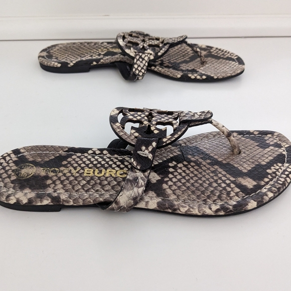 GUC! Tory Burch Miller Sandal In Snakeskin Print Size 7 - Picture 7 of 16
